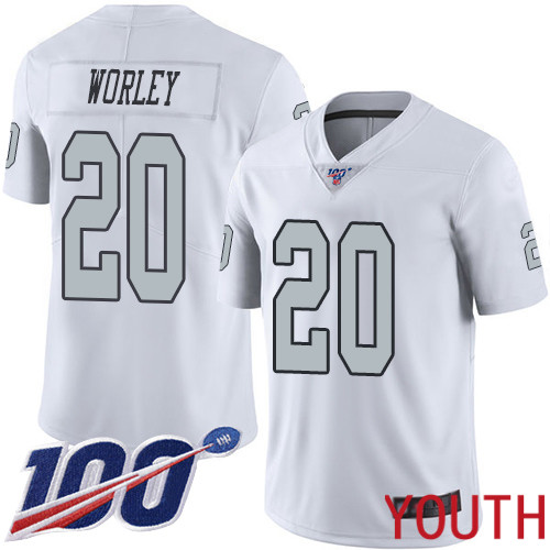 Oakland Raiders Limited White Youth Daryl Worley Jersey NFL Football #20 100th Season Rush Vapor Jersey
